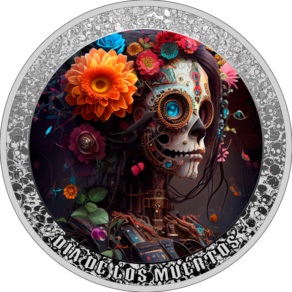 Mechanical Skull - Dia De Los Muertos series - Cameroon 1oz silver coin