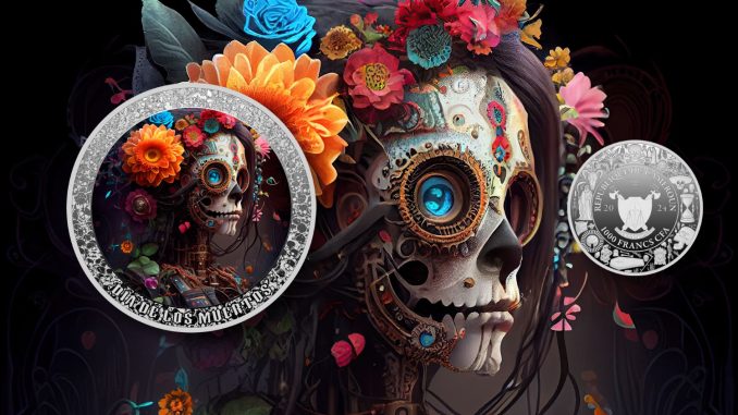 Mechanical Skull - Dia De Los Muertos series - Cameroon 1oz silver coin