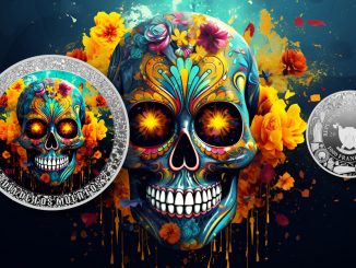 Skull with Flowers - Dia De Los Muertos series - Cameroon 1oz silver coin