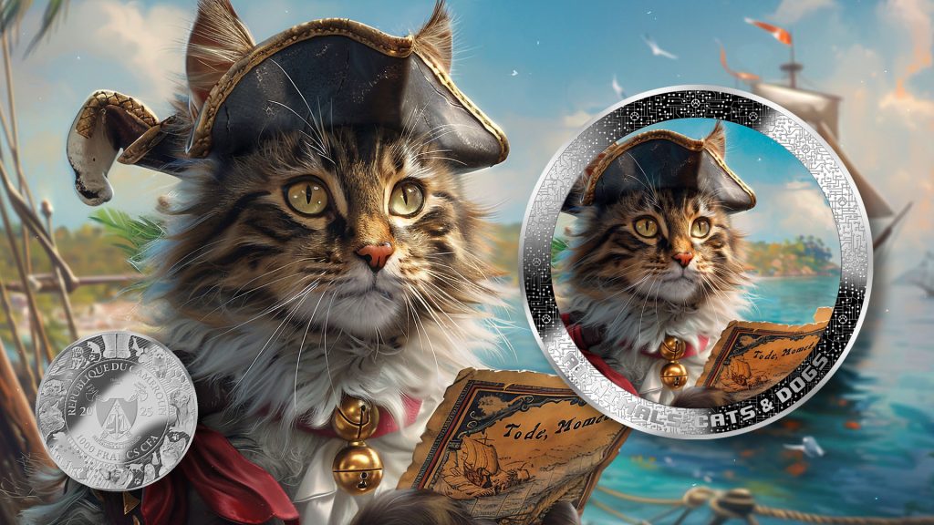 Pirate Cat - AI•NIMALS series - Cameroon 1oz silver coin