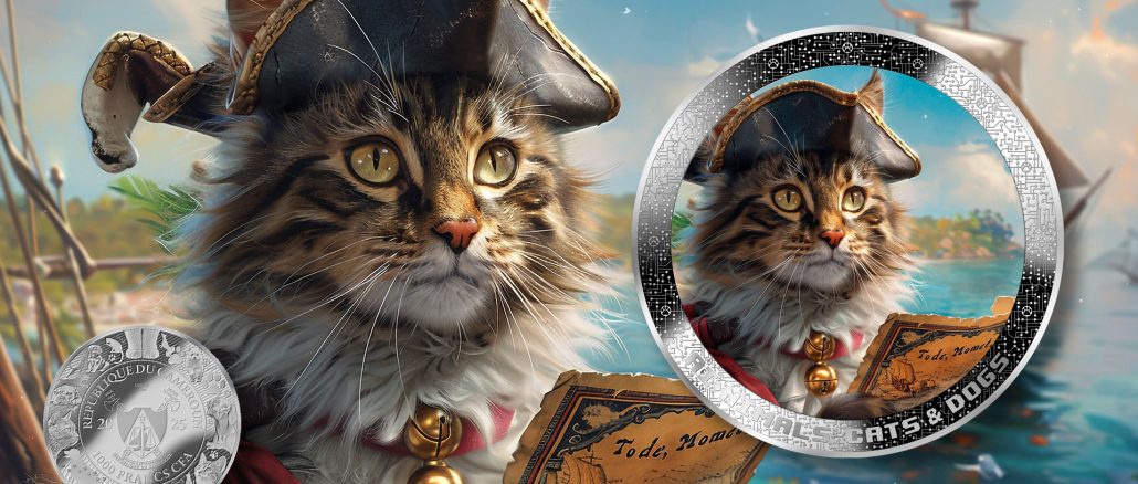 Pirate Cat - AI•NIMALS series - Cameroon 1oz silver coin