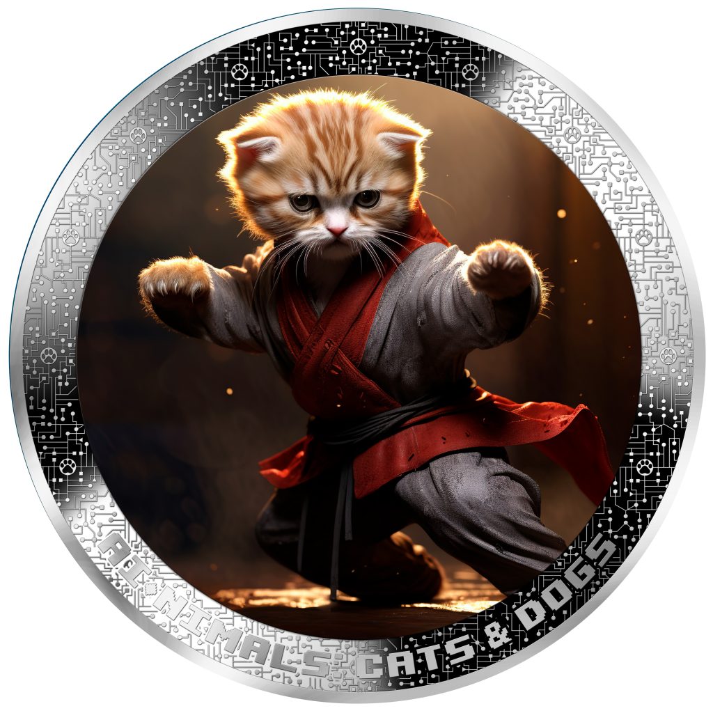 Kung Fu Cat - AI•NIMALS series - Cameroon 1oz silver coin