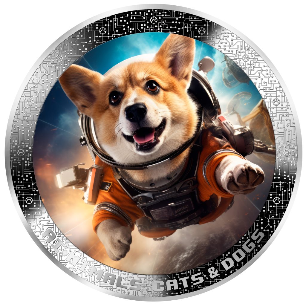 Astronaut Dog - AI•NIMALS series - Cameroon 1oz silver coin