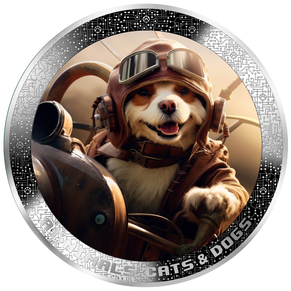 Pilot Dog - AI•NIMALS series - Cameroon 1oz silver coin