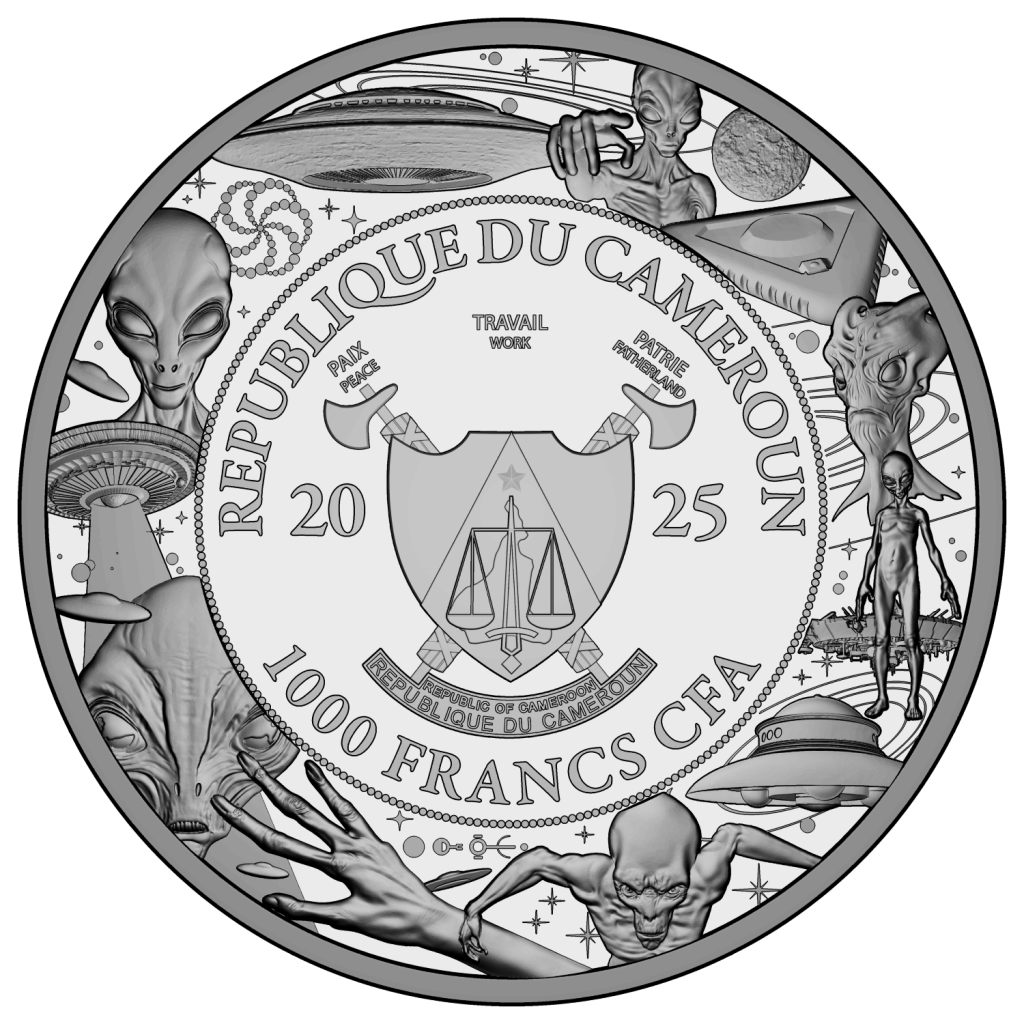 Alien World & UFO - Alien We are not alone, they are out there series - Cameroon 1oz silver coin