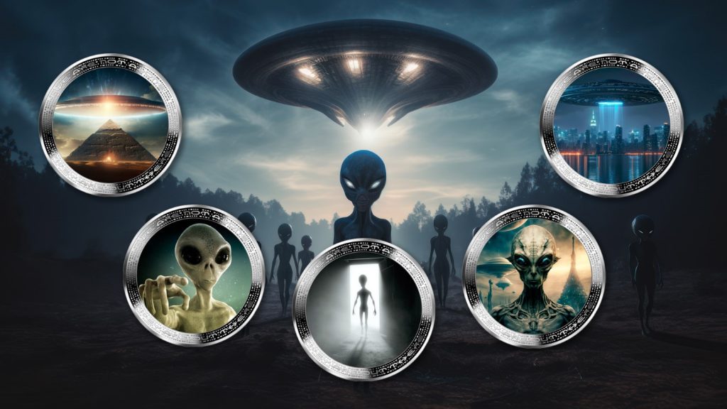 Alien World & UFO - Alien We are not alone, they are out there series - Cameroon 1oz silver coin