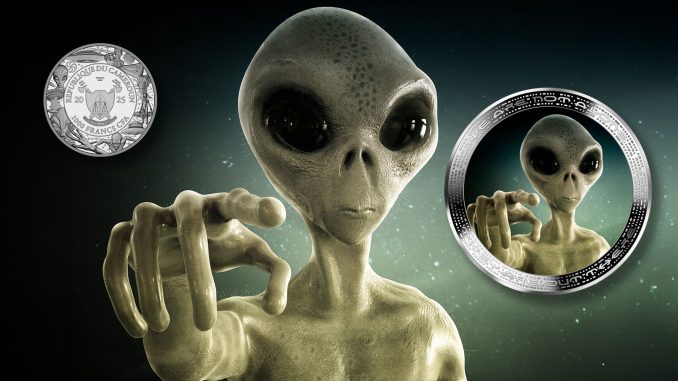 Alien Face - Alien We are not alone, they are out there series - Cameroon 1oz silver coin