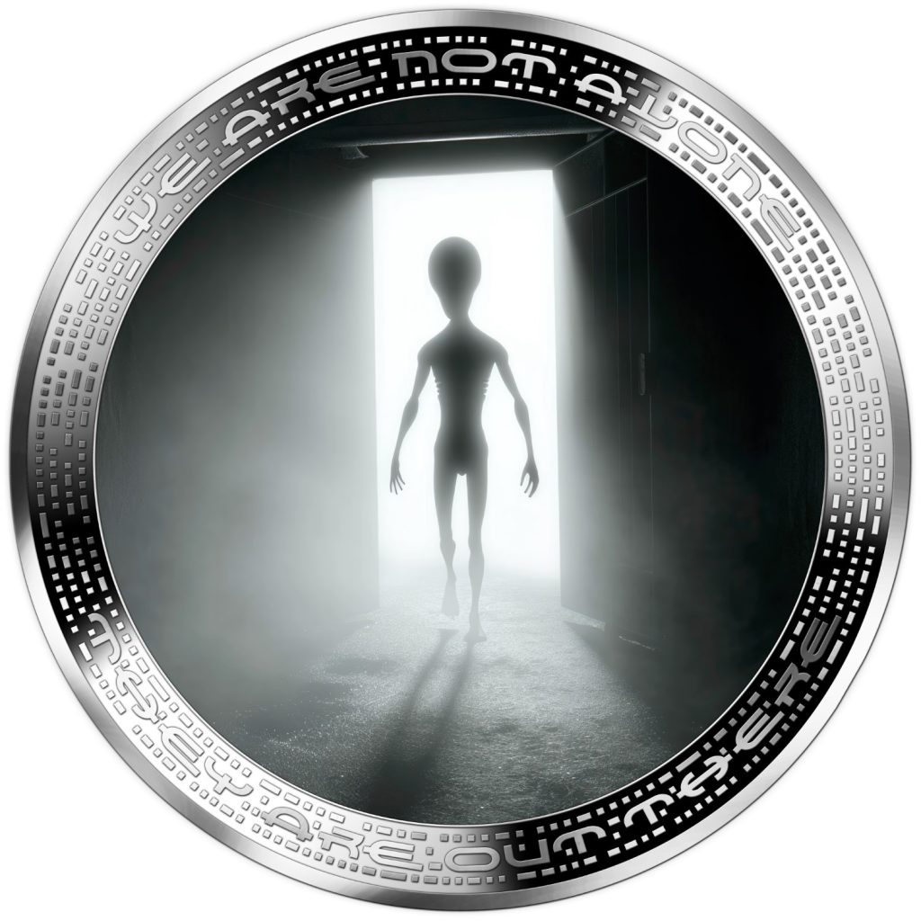 Alien in Door Opening - Alien We are not alone, they are out there series - Cameroon 1oz silver coin