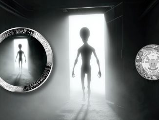 Alien in Door Opening - Alien We are not alone, they are out there series - Cameroon 1oz silver coin