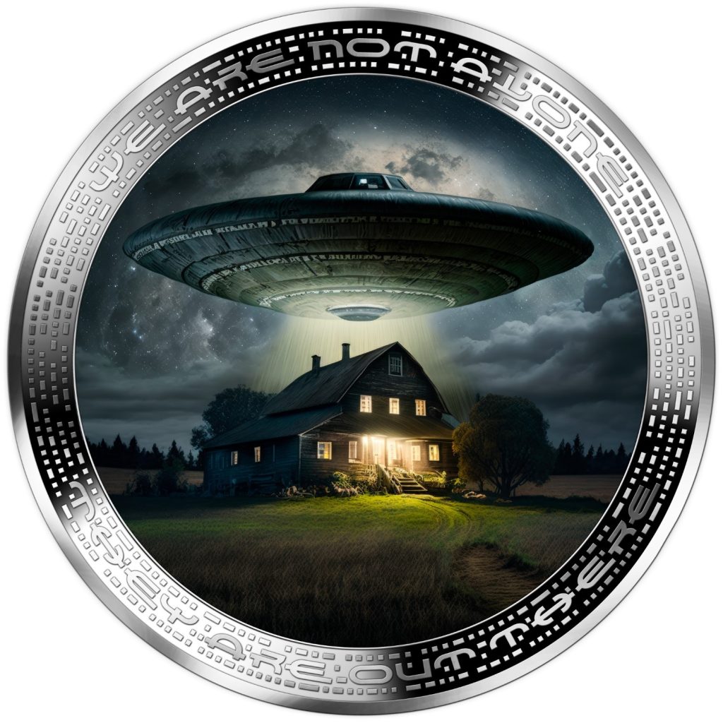 Farm and UFO - Alien We are not alone, they are out there series - Cameroon 1oz silver coin