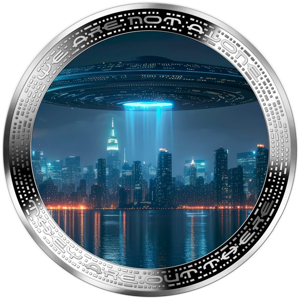 UFO above city - Alien We are not alone, they are out there series - Cameroon 1oz silver coin