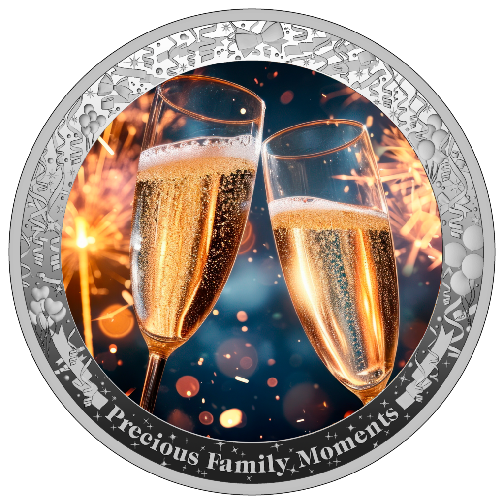 New Year's Eve - Precious Family Moments series - Cameroon 1oz silver coin