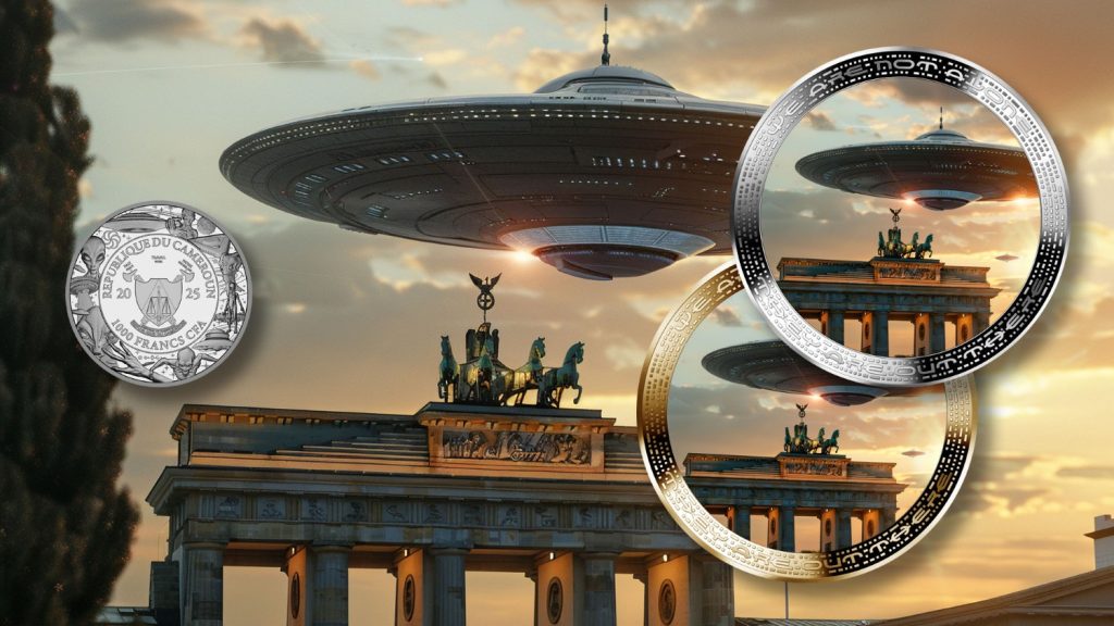 UFO above Berlin - Alien We are not alone, they are out there series - Cameroon 1oz silver coin