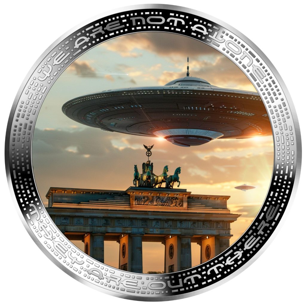 2oz UFO above Berlin - Alien We are not alone, they are out there series - Cameroon 2oz silver coin