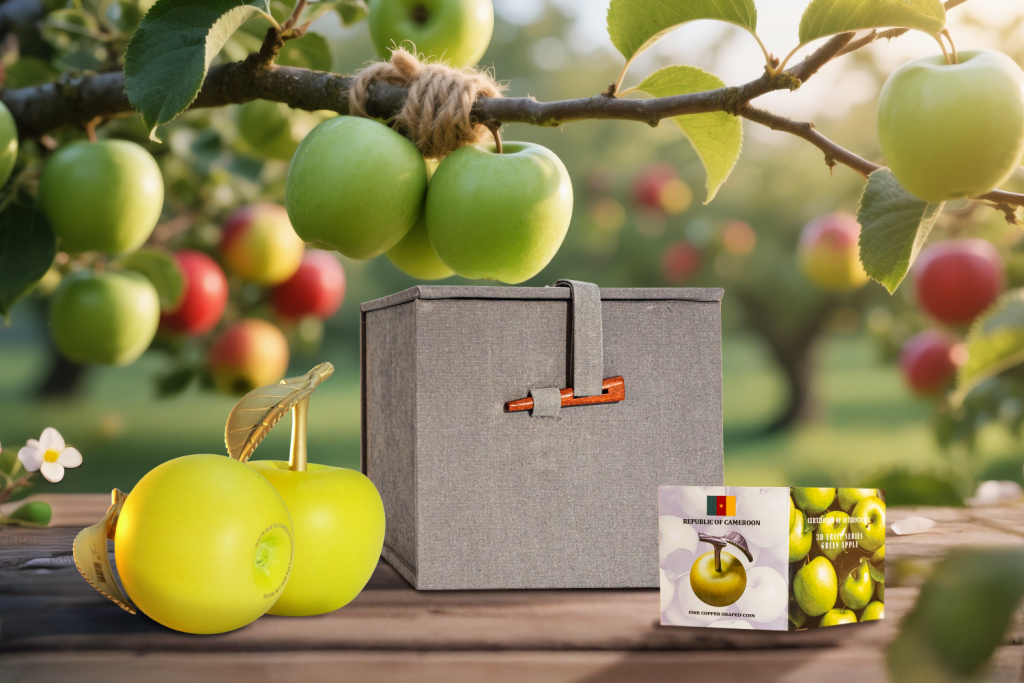The Green Apple - 3D Fruit series - Cameroon pure copper coin 2025
