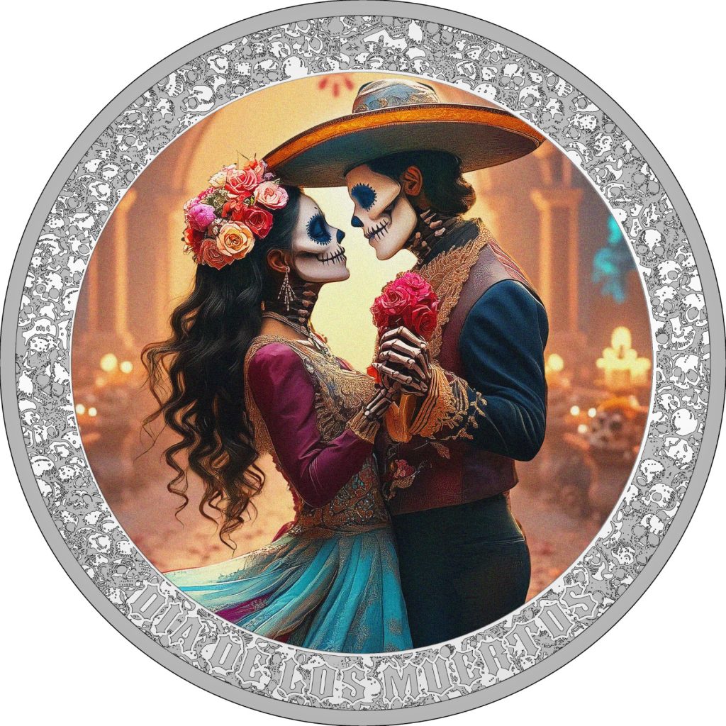 Dancing Skull Couple - Dia De Los Muertos series - Cameroon 1oz silver coin 2025
