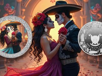 Dancing Skull Couple - Dia De Los Muertos series - Cameroon 1oz silver coin 2025
