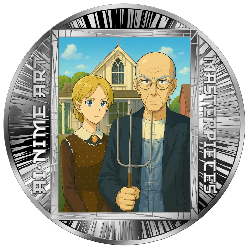 American Gothic - Grand Wood - AI•NIME Art series coin collection - Cameroon 1/2oz pure silver coin