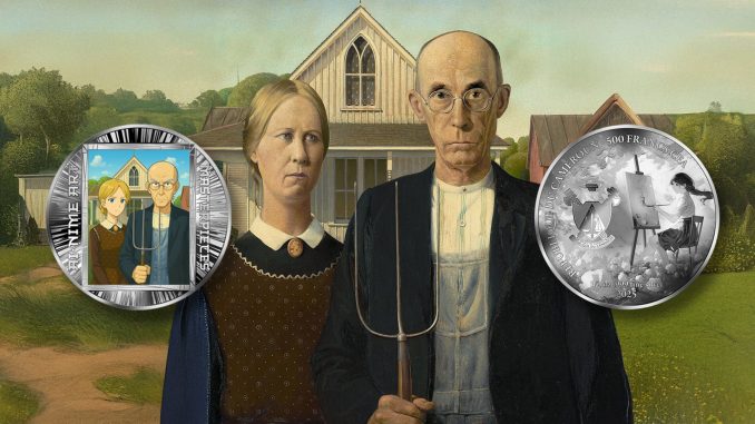 American Gothic - Grand Wood - AI•NIME Art series coin collection - Cameroon 1/2oz pure silver coin