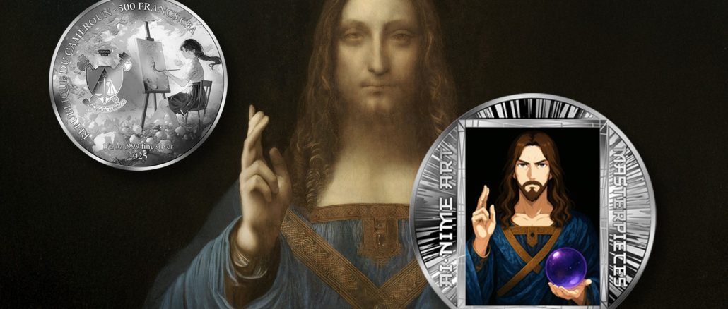 Salvator Mundi - Leonardo da Vinci - AI•NIME Art series coin collection - Cameroon 1/2oz pure silver coin
