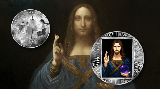 Salvator Mundi - Leonardo da Vinci - AI•NIME Art series coin collection - Cameroon 1/2oz pure silver coin
