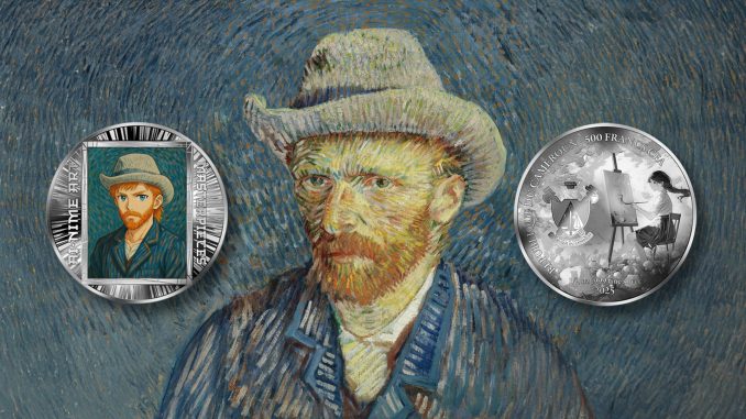Self-portrait with grey felt hat - Vincent van Gogh - AI•NIME Art series coin collection - Cameroon 1/2oz pure silver coin