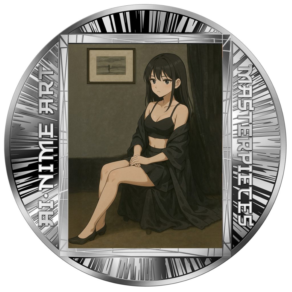 Whistler's Mother (Arrangement in Grey and Black No. 1) - James McNeill Whistler - AI•NIME Art series coin collection - Cameroon 1/2oz pure silver coin