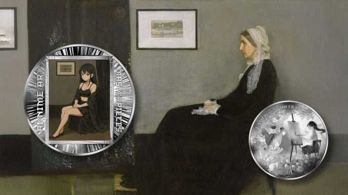 Whistler's Mother (Arrangement in Grey and Black No. 1) - James McNeill Whistler - AI•NIME Art series coin collection - Cameroon 1/2oz pure silver coin