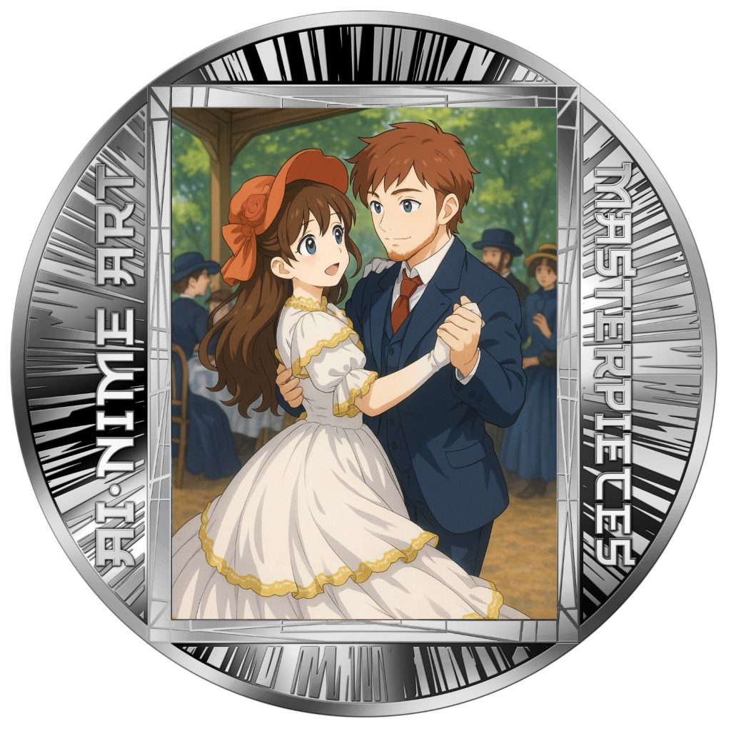 Dance at Bougival - Pierre-Auguste Renoir - AI•NIME Art series coin collection - Cameroon 1/2oz pure silver coin