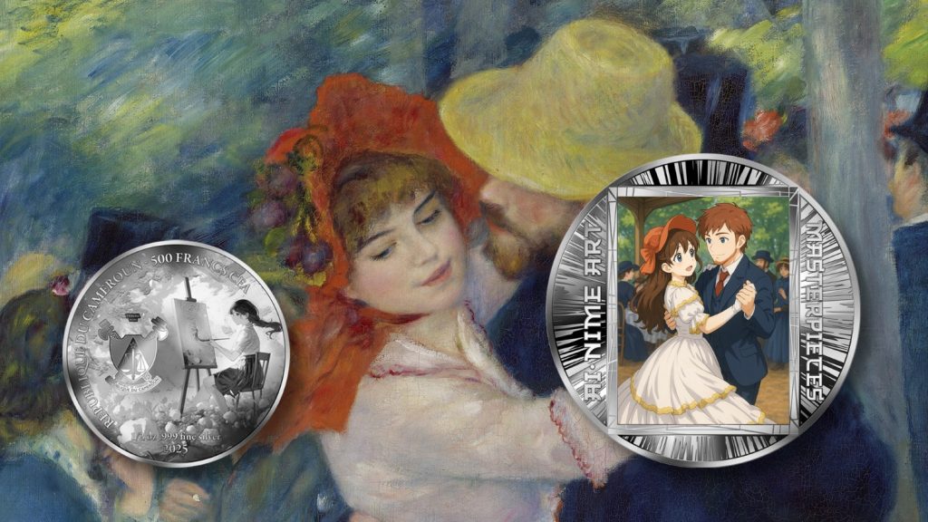 Dance at Bougival - Pierre-Auguste Renoir - AI•NIME Art series coin collection - Cameroon 1/2oz pure silver coin