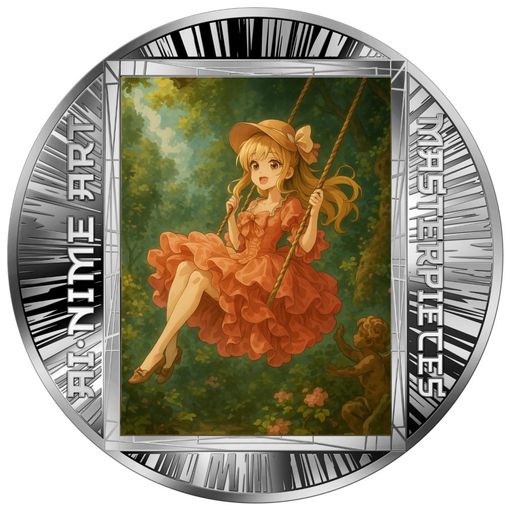 The Swing – Jean-Honoré Fragonard - AI•NIME Art series coin collection - Cameroon 1/2oz pure silver coin
