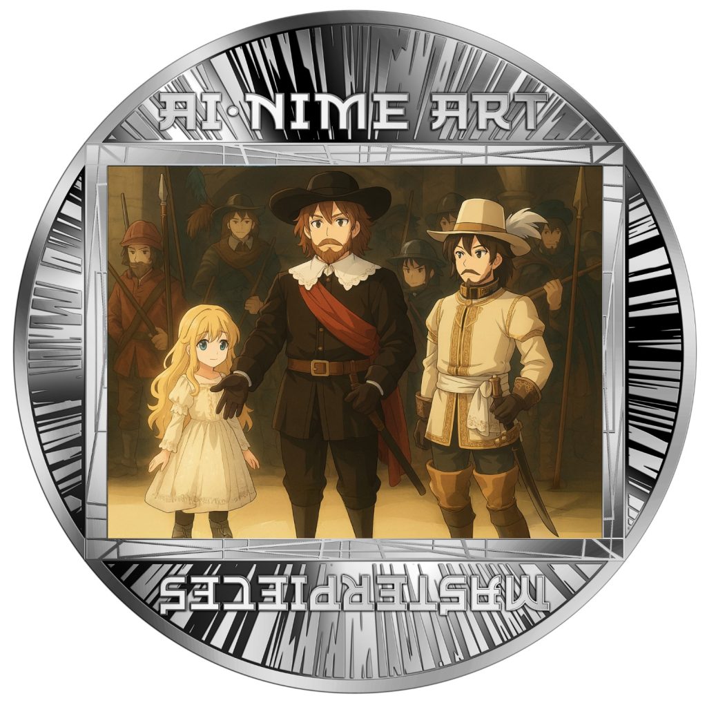 The Night Watch – Rembrandt van Rijn - AI•NIME Art series coin collection - Cameroon 1/2oz pure silver coin