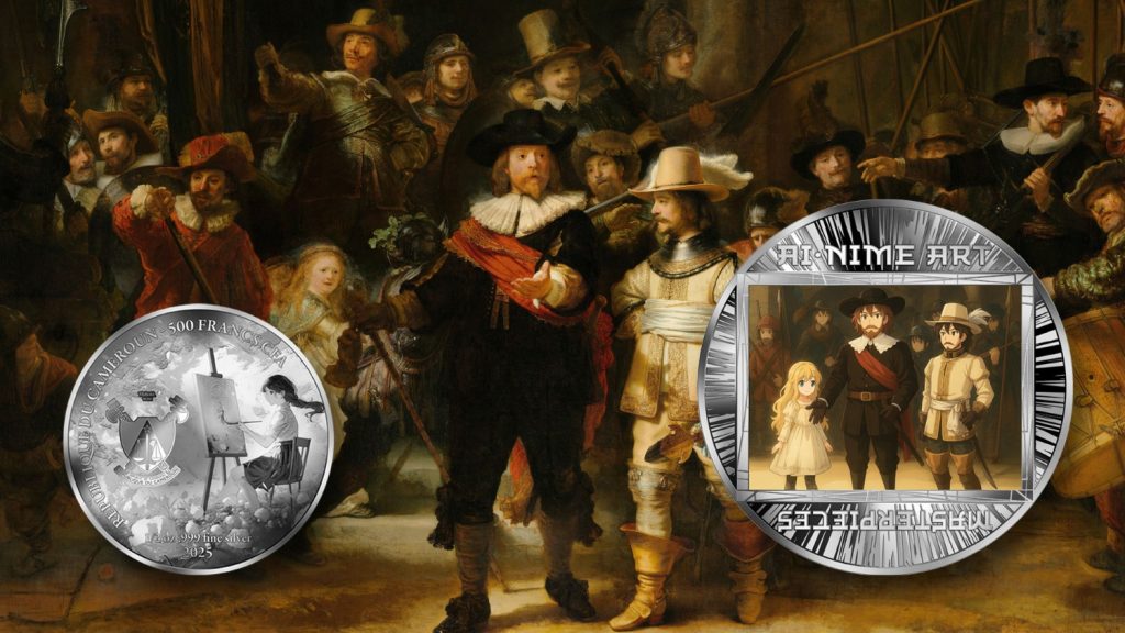 The Night Watch – Rembrandt van Rijn - AI•NIME Art series coin collection - Cameroon 1/2oz pure silver coin