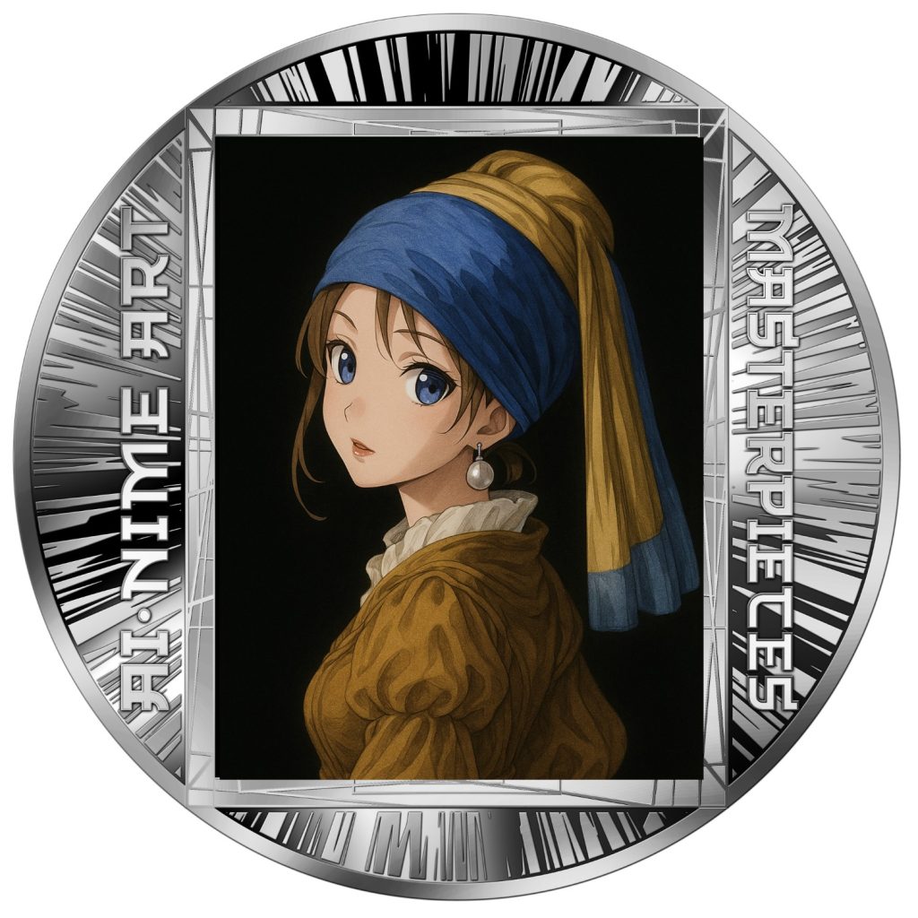 Girl with a Pearl Earring – Johannes Vermeer - AI•NIME Art series coin collection - Cameroon 1/2oz pure silver coin
