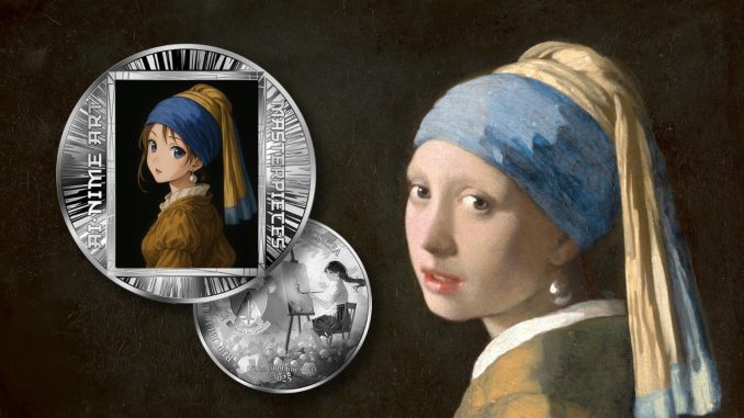 Girl with a Pearl Earring – Johannes Vermeer - AI•NIME Art series coin collection - Cameroon 1/2oz pure silver coin