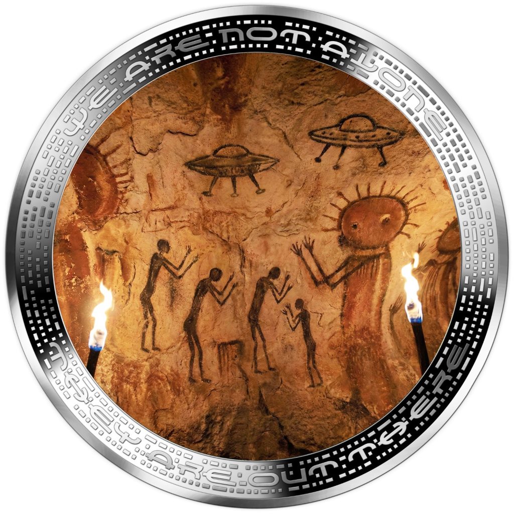 Prehistoric Alien Painting - We are not alone, they are out there series - 2026 Cameroon 1oz silver coin