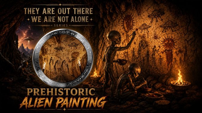 Prehistoric Alien Painting - We are not alone, they are out there series - 2026 Cameroon 1oz silver coin