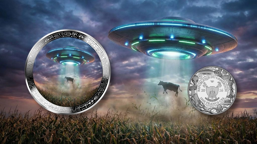 Cow Abduction - We are not alone, they are out there series - 2026 Cameroon 1oz silver coin