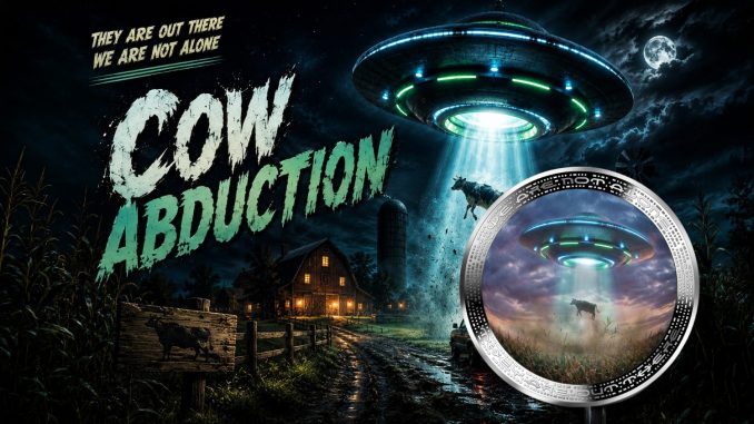 Cow Abduction - We are not alone, they are out there series - 2026 Cameroon 1oz silver coin