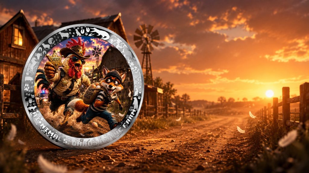 The Great Egg Chase - AI•NIMALS Chaos at the Farm series 2026 Cameroon 1oz silver coin