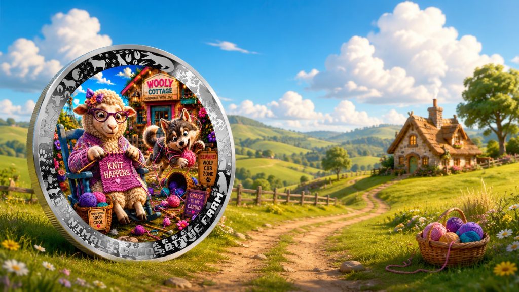 Knit Happens Again - AI•NIMALS Chaos at the Farm series 2026 Cameroon 1oz silver coin