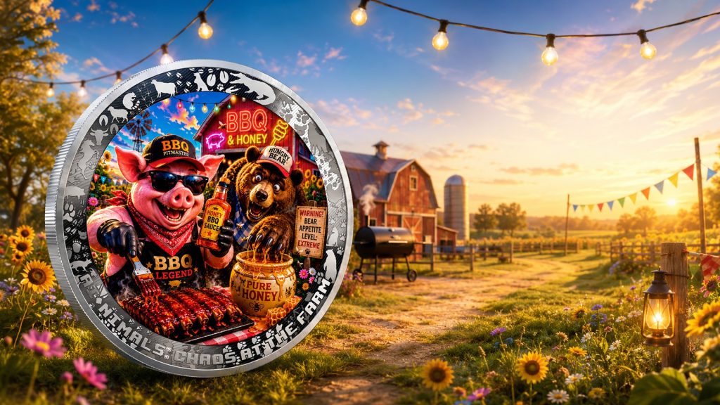 Hog Wild Honey BBQ - AI•NIMALS Chaos at the Farm series 2026 Cameroon 1oz silver coin
