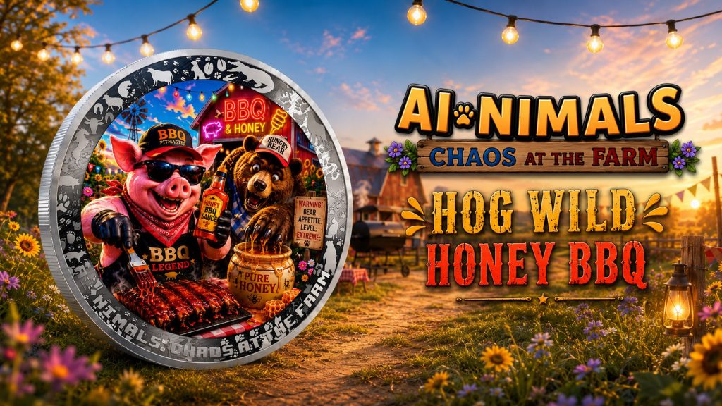 Hog Wild Honey BBQ - AI•NIMALS Chaos at the Farm series 2026 Cameroon 1oz silver coin
