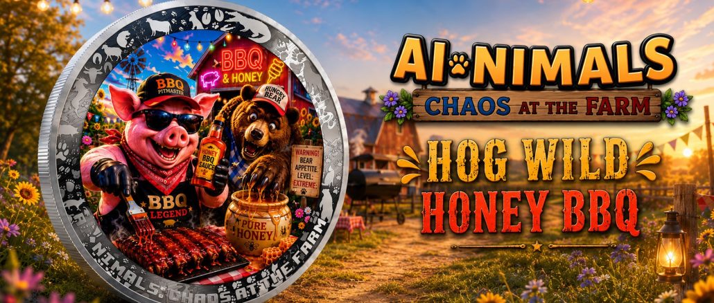 Hog Wild Honey BBQ - AI•NIMALS Chaos at the Farm series 2026 Cameroon 1oz silver coin