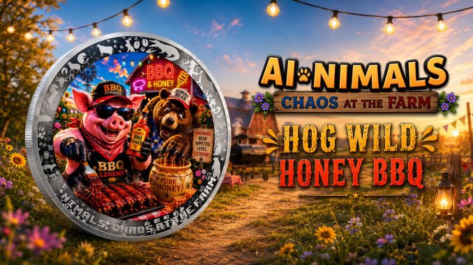 Hog Wild Honey BBQ - AI•NIMALS Chaos at the Farm series 2026 Cameroon 1oz silver coin