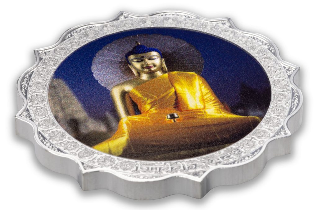 Bodhi Gaya - BUDDHA - Path to Enlightenment series 2026 Cameroon 1oz silver lotus shaped coin