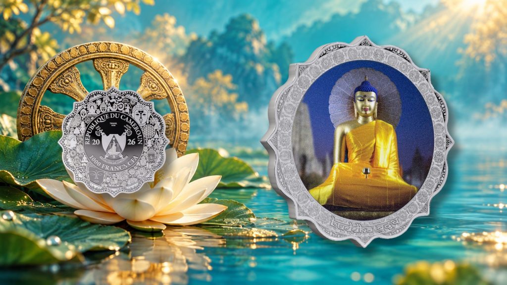 Bodhi Gaya - BUDDHA - Path to Enlightenment series 2026 Cameroon 1oz silver lotus shaped coin