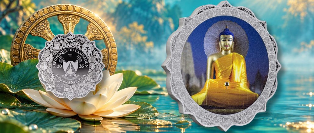 Bodhi Gaya - BUDDHA - Path to Enlightenment series 2026 Cameroon 1oz silver lotus shaped coin