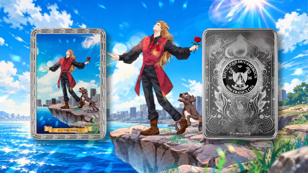 The Fool 0 Tarot Card Series BLIND CHASE BOX - Cameroon 1oz pure silver PROOF coin