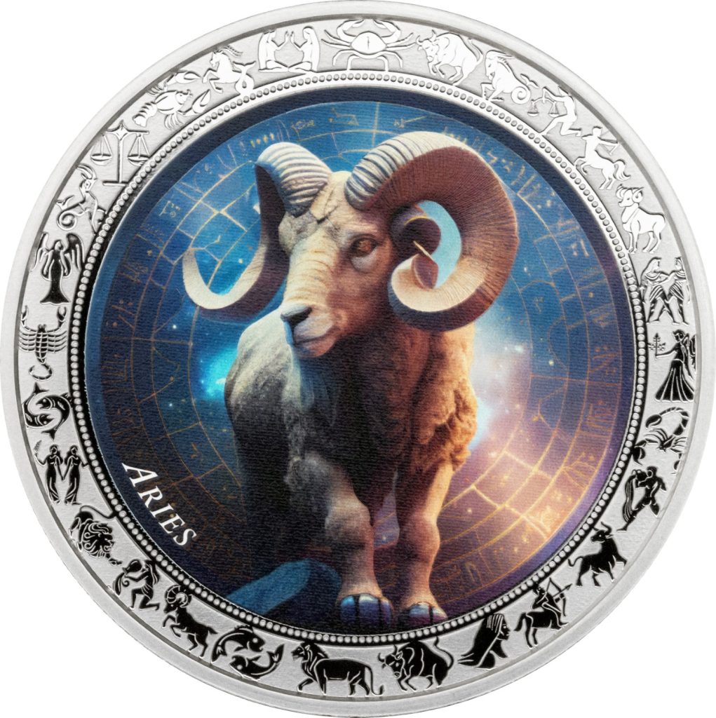 Aries - Space Zodiac Series series coin collection - Ghana 1oz pure silver coin